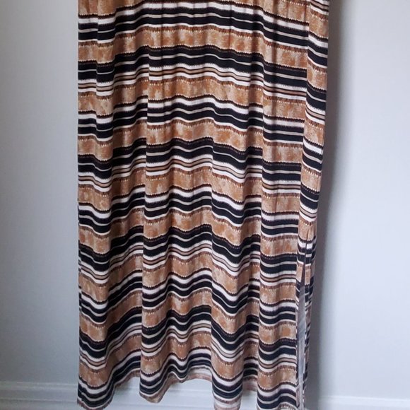 Women's Plus Size 4X Maxi Dress Crossover V Neck Striped Black & Brown Casual - Picture 6 of 13